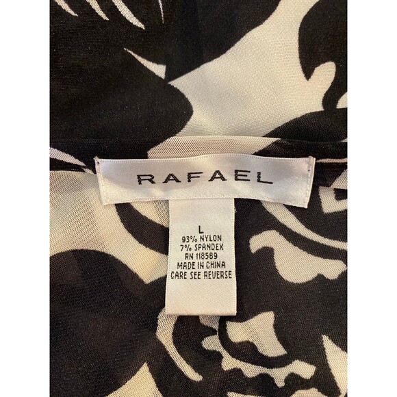 Rafael Blouse Sz Large Black & White Top Button Down Sheer 3/4 Sleeve lightweigh - Picture 6 of 11